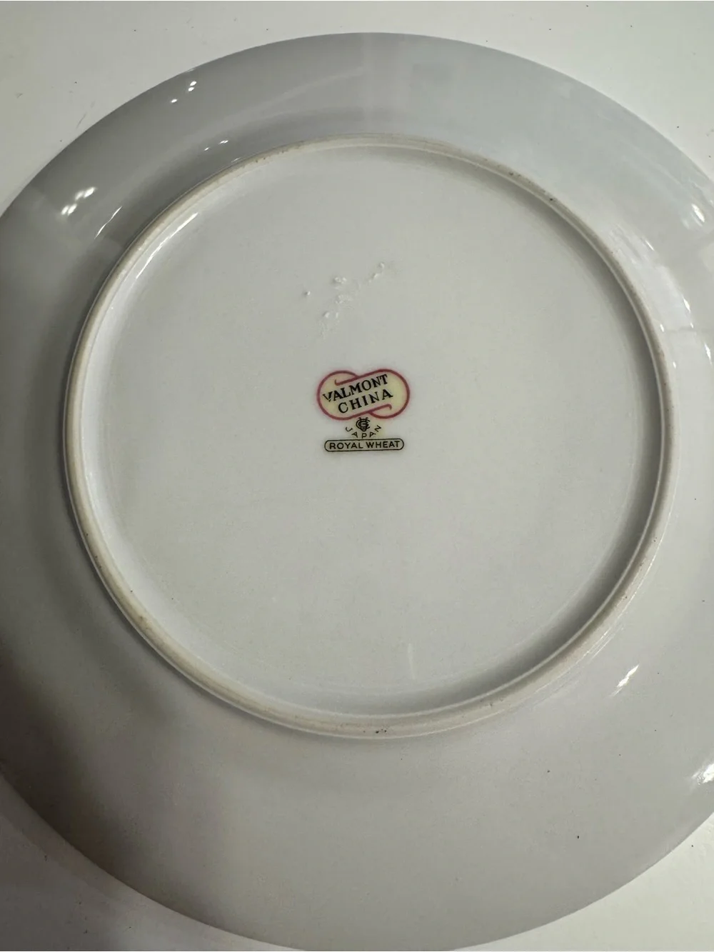 Valmont White Porcelain Dinner Plates with Blue and Lilac Wheat Accent